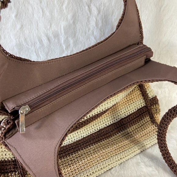 Macrame crochet style 2 handle strap shoulder purse BoHo Chic - Picture 6 of 10